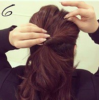 ヘアゴム１つで簡単にできる！ゆるふわ感満載のくるりんぱハーフアップ♪☆6