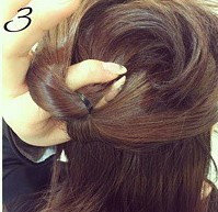 ヘアゴム１つで簡単にできる！ゆるふわ感満載のくるりんぱハーフアップ♪☆3