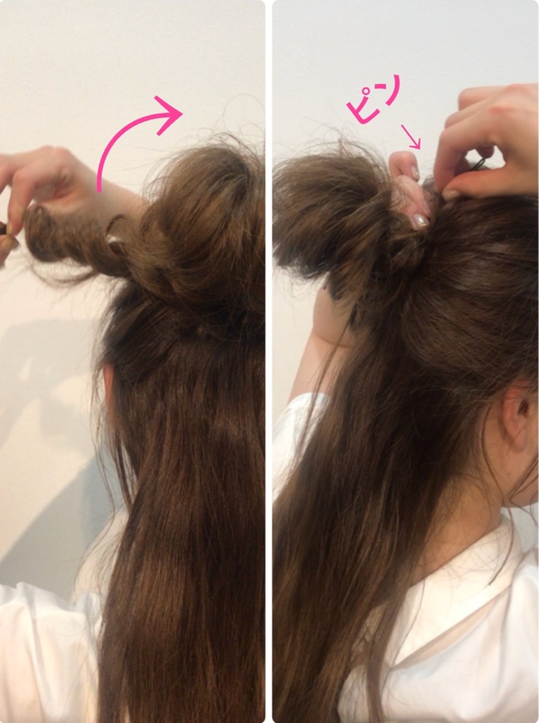 暑い季節は可愛く快適に！風通し抜群の高めお団子ヘアアレンジ♪4