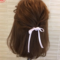 リボンで一気に可愛く!最強ボブ×ハーフアップ ヘアアレンジ ロングヘア