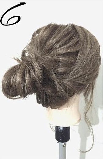 難しい技術不要！ねじり編みで作る簡単お団子ヘアアレンジ♪6