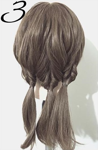 大きなヘアアクセが映える！三つ編みダウンスタイル3