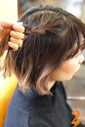 ショートヘアにオススメ☆前からみてもとっても可愛い三つ編みアレンジ2