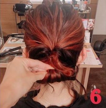 顔周りスッキリで小顔に見える☆ボブのゆるっとまとめたアップヘアー6