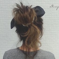 バンダナを使って作る♡抜け感たっぷりお団子アレンジ ヘアアレンジ ロングヘア