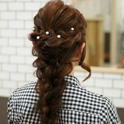 三つ編みと編み込みで作る華やかダウンスタイル☆ ヘアアレンジ ロングヘア