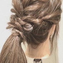 三つ編みとロープ編みで作るひと味違ったポニーテール♪ ヘアアレンジ ロングヘア