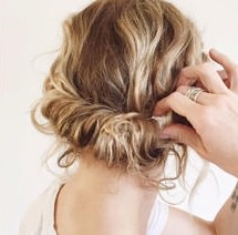 お気に入りのバンダナで☆ショートのためのギブソンタック5