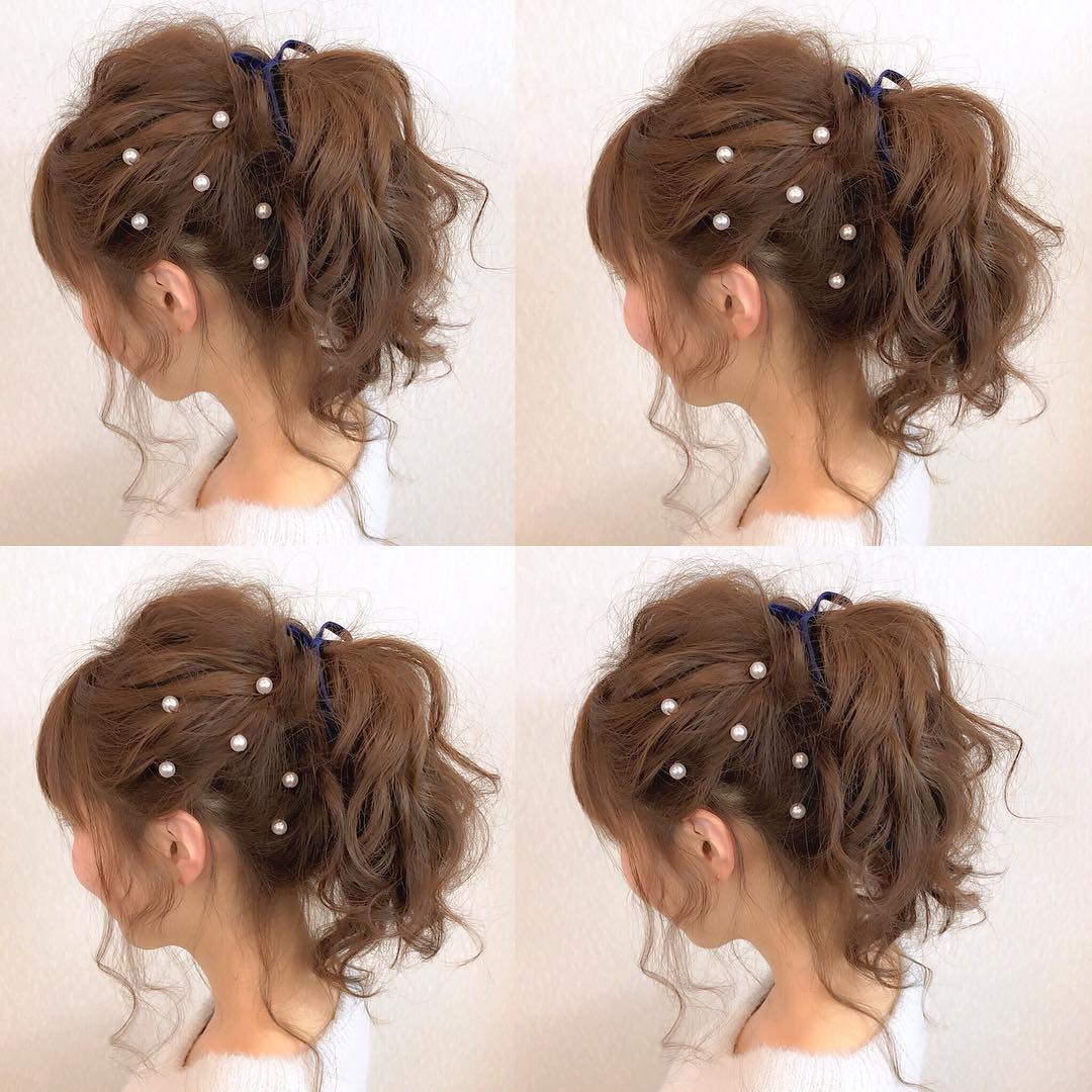 キラキラパールが冬っぽくてカワイイ パールのヘアアクセに似合うヘアアレンジ ヘアスタイル 頭美人